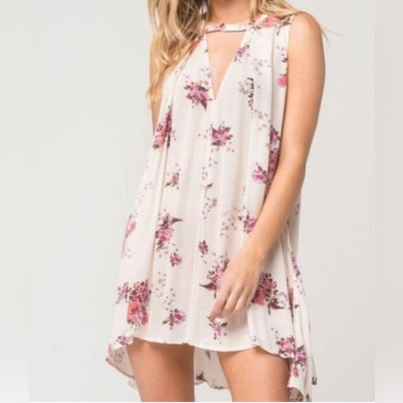 Free People Tree Swing Sleeveless Tunic Dress | Pink & Purple Floral | Women’s S - Picture 2 of 12